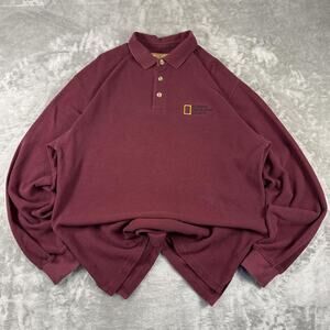 Vintage Gear for Sports National Geographic Society Maroon Rugby Polo Shirt L